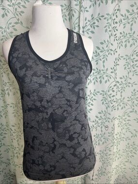 Gymshark Women's Charcoal Black Patterned Seamless Tank